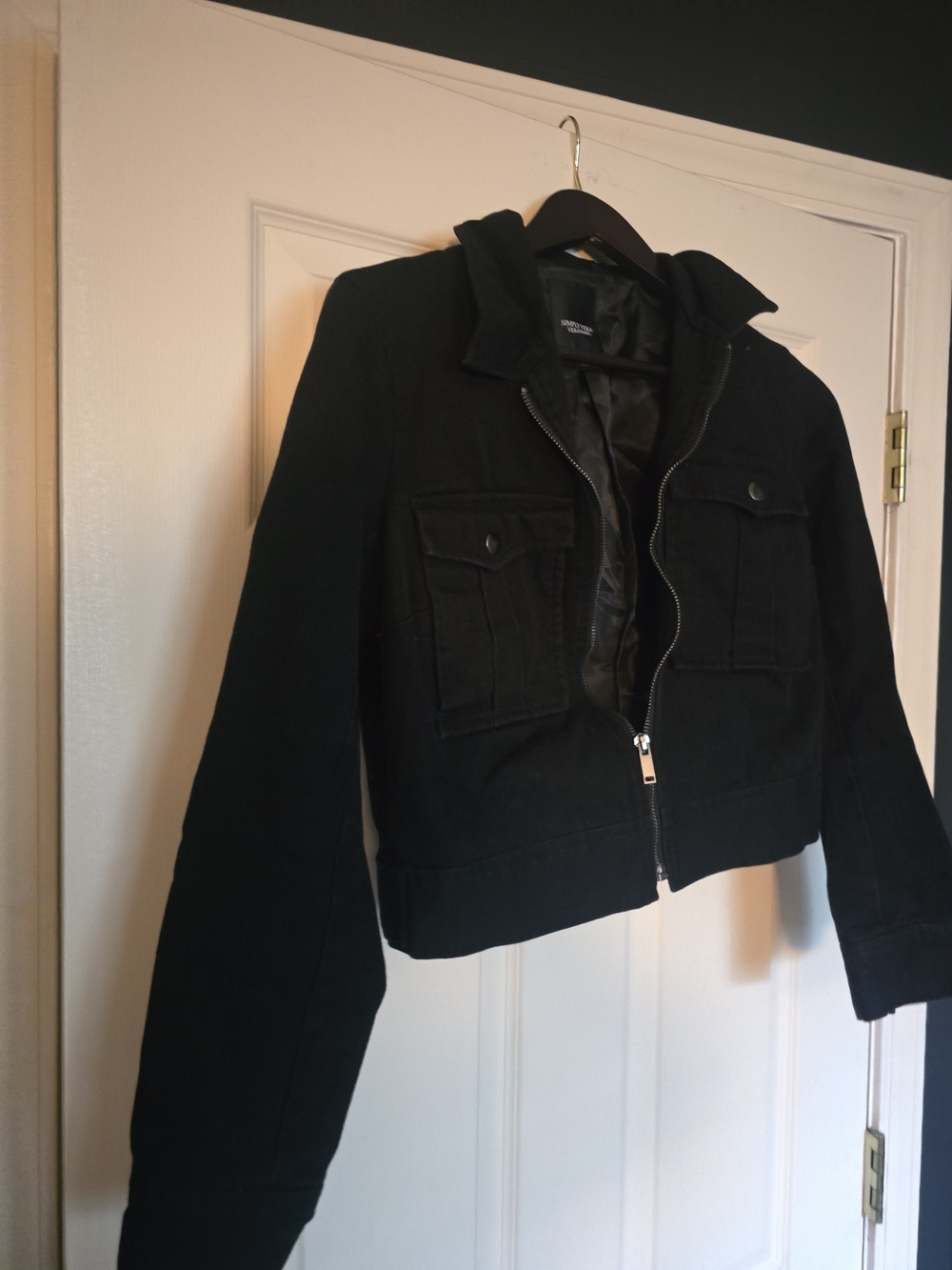 Simply Vera Vera Wang Black Zip-Front Jean Jacket